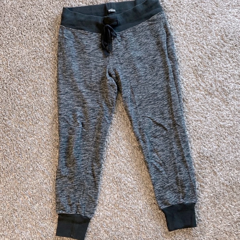 Gray and black joggers